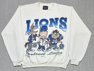 Vintage Detroit Lions Sweatshirt Sz Large Breakthrough Taz Bugs Coyote 1994